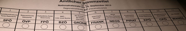 Nationalratswahl 2013 in Österreich (Wahl 13)!